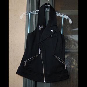 Marciano Black Zipper Sleeveless Halter Vest